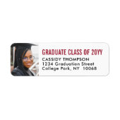 卒業写真レッドブラック&ホワイト差出人住所 ラベル (正面)