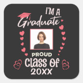 卒業写真卒業クラスのパーソナライズ スクエアシール (正面)
