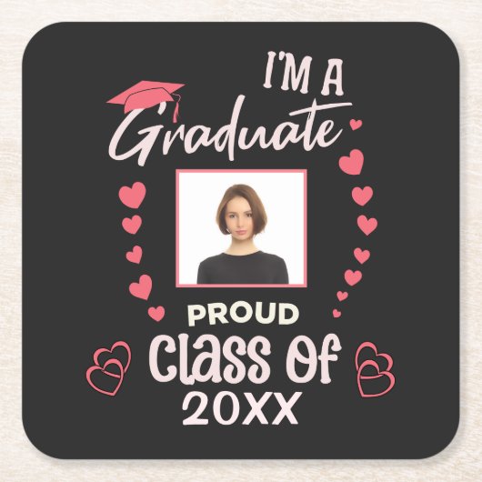 卒業写真卒業クラスのパーソナライズ スクエアペーパーコースター (正面)