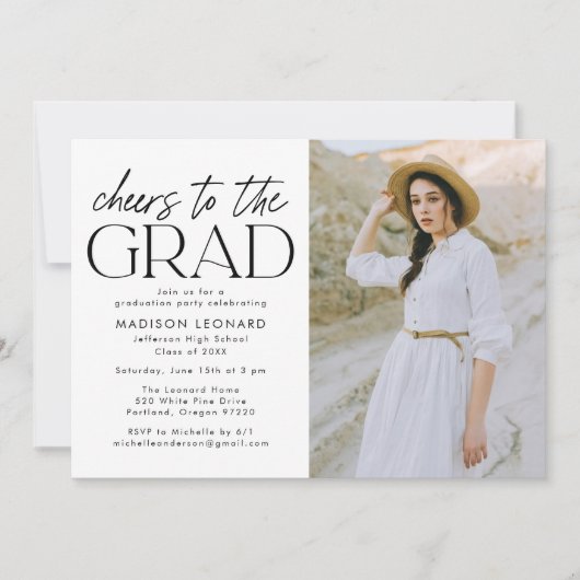 卒業写真卒業パーティーへの応援 招待状 (正面)