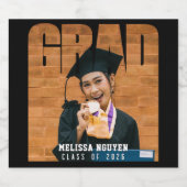 卒業写真卒業ブラック スパークリングワインラベル (シングルラベル)