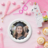 卒業写真名ホワイトウェーブエクセレーシ縁どョン ペーパープレート (パーティー)