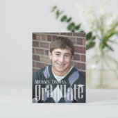 卒業写真招待状シンプルカスタム ポストカード (スタンド正面)