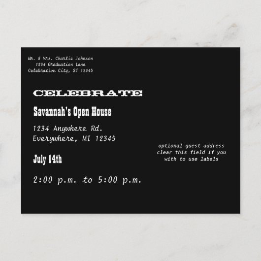 卒業写真招待状 インビテーションポストカード (裏面)