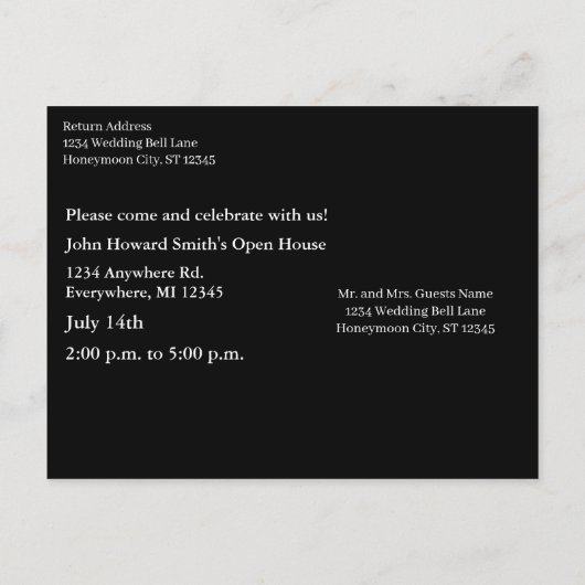 卒業写真招待状 – 現在の年への変更 案内ポストカード (裏面)