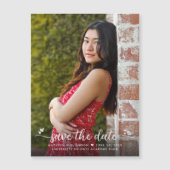 卒業写真救日付スクリプトハートモダン マグネット招待状 (正面)