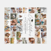 卒業写真数々のおめでとう フリースブランケット (正面(横))