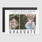 卒業写真数々のの入力モダン マグネット招待状 (正面/裏面)