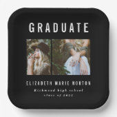 卒業写真数々のの白黒パーティー ペーパープレート (正面)