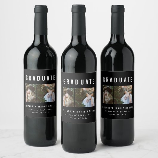 卒業写真数々のを白黒で入力 ワインラベル (ボトル)