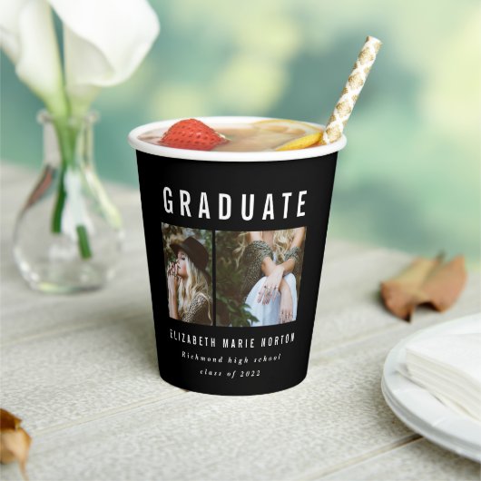 卒業写真数々のを白黒で入力 紙コップ (インサイチュ)