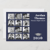 卒業写真数々のコラージュミニマル海軍 招待状 (正面)