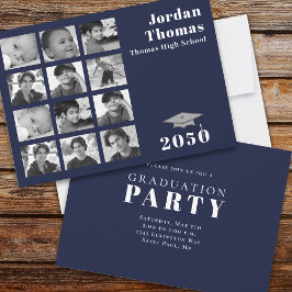 卒業写真数々のコラージュミニマル海軍 招待状