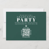 卒業写真数々のコラージュ濃い緑のQRコード 招待状 (裏面)