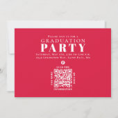 卒業写真数々のコラージュ紅赤QRコード 招待状 (裏面)