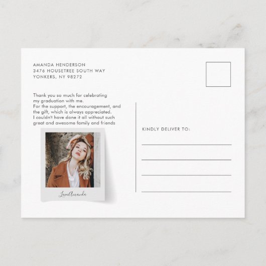 卒業写真数々の卒業モダンありがとう ポストカード (裏面)