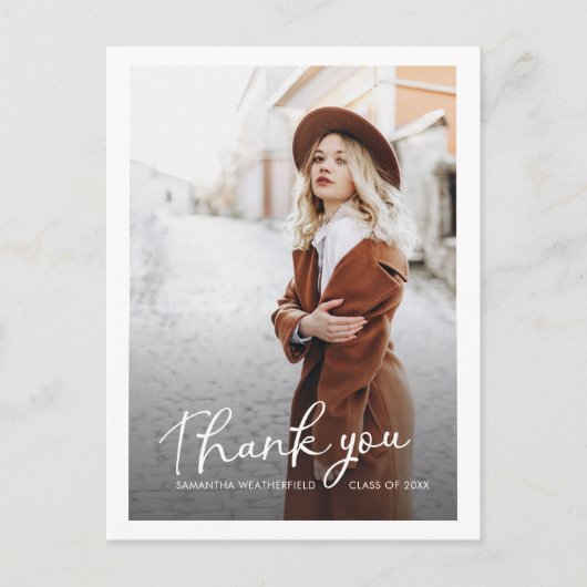 卒業写真数々の卒業モダンありがとう ポストカード (正面)