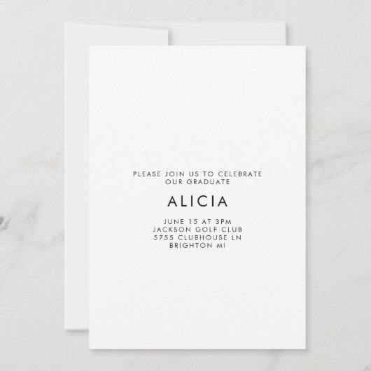 卒業写真数々の招待状グラードパーティーブラック 招待状 (裏面)