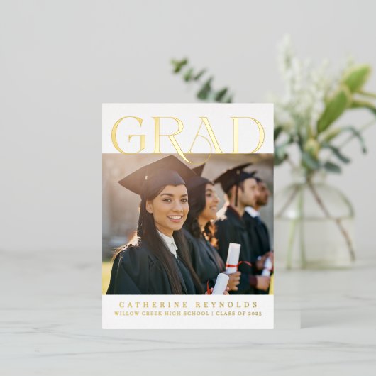 卒業写真発表箔はがき 箔招待状ポストカード (立ち正面)