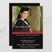 卒業写真発表（赤&黒） 招待状 (正面/裏面)