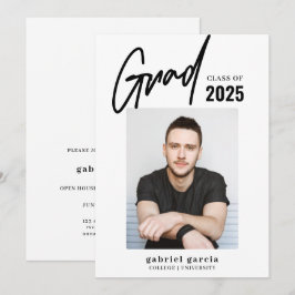 卒業写真白黒卒業パーティー 招待状