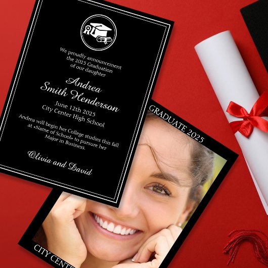 卒業写真白黒文字発表 招待状