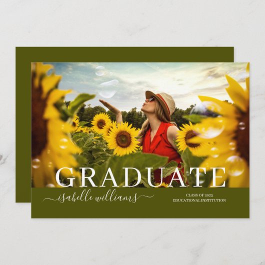 卒業写真素朴ひまわり 案内状 (正面/裏面)