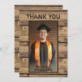 卒業写真素朴カントリー木材 サンキューカード (正面/裏面)