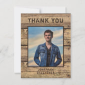 卒業写真素朴カントリー木材 サンキューカード (正面)