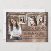 卒業写真素朴コラージュ木製ストリングライト 案内状 (正面)