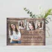 卒業写真素朴コラージュ木製ストリングライト 案内状 (スタンド正面)