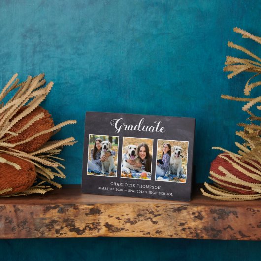 卒業写真素朴コラージュ記念 フォトプラーク (側面)