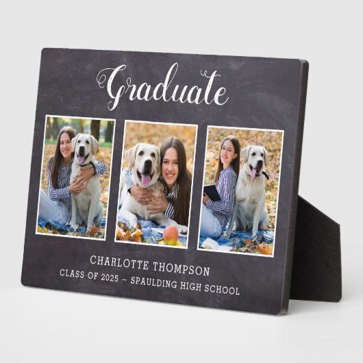 卒業写真素朴コラージュ記念 フォトプラーク (側面)