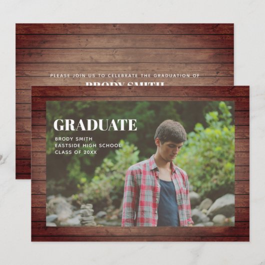 卒業写真素朴板 招待状 (正面/裏面)