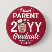 卒業写真誇りを持ったの親モダン赤と白 缶バッジ (正面)