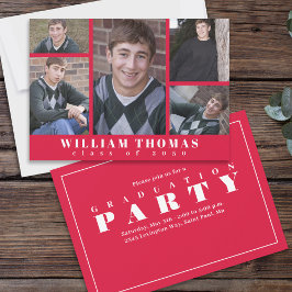 卒業写真赤と白コラージュ 招待状