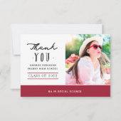 卒業写真赤と白サンキューカード サンキューカード (正面)