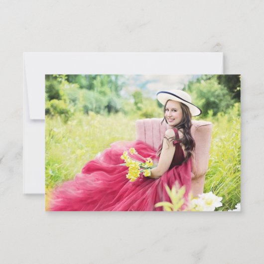 卒業写真赤と白サンキューカード サンキューカード (裏面)