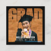 卒業写真連絡黒情報名 スクエア名刺 (正面)