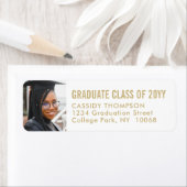 卒業写真金ゴールドと白差出人住所 ラベル (インサイチュ)