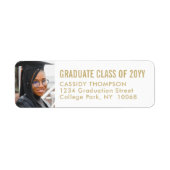 卒業写真金ゴールドと白差出人住所 ラベル (正面)