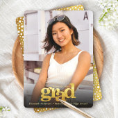 卒業写真金ゴールドはっきりしたモダンタイポグラフィ 案内状