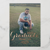 卒業写真金ゴールドはっきりした押し箔 箔招待状 (正面)