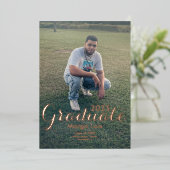 卒業写真金ゴールドはっきりした押し箔 箔招待状 (立ち正面)