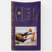 卒業写真金ゴールドグラムスクリプトグラードキャップパープル 横断幕 (縦)