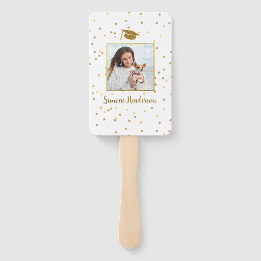 卒業写真金ゴールドグリッターストライププレイスホルダー ハンドファン (裏面)