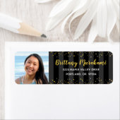 卒業写真金ゴールドスクリプト黒いストライプ住所 ラベル (インサイチュ)