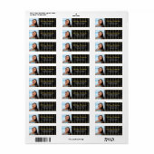 卒業写真金ゴールドスクリプト黒いストライプ住所 ラベル (フルシート)