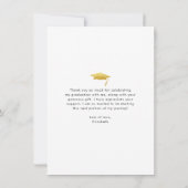 卒業写真金ゴールドタイポグラフィはっきりしたモダン サンキューカード (裏面)