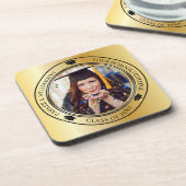 卒業写真金ゴールドトーングラードキャップクラス年 コースター (左側)